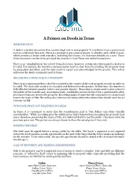 A Primer on Deeds in Texas