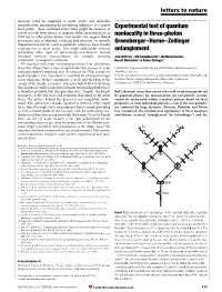 Experimental Test of Quantum Nonlocality in Three-Photon