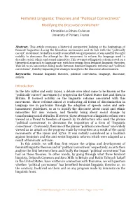Feminist Linguistic Theories and “Political Correctness” Modifying the Discourse on Women? Christèle Le Bihan-Colleran University of Poitiers, France