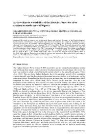Hydro-Climatic Variability of the Hadejia-Jama'are River Systems In