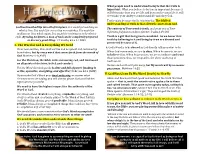 I. the Word of God Is Everything We Need II. God Has Given Us