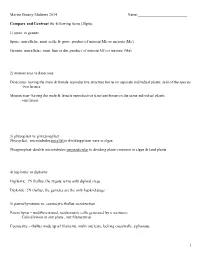 Marine Botany Midterm 2014 Name:______
