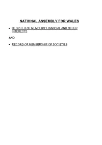 Register of Interests of Assembly Members