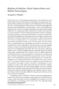 Rhythms of Relation: Black Popular Music and Mobile Technologies
