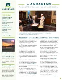 The Agrarian the Newsletter of Gore Place | Fall 2017 | Issue Number 3