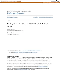 The Negotiation Checklist: How to Win the Battle Before It Begins