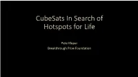 Cubesats in Search of Hotspots for Life