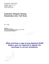 Explosive Shaped Charge Penetration Into Tuff Rock