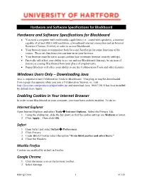 Hardware and Software Specifications for Blackboard
