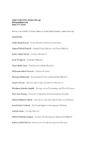 Najib's Full 2016 Cabinet Line-Up Malaysiakini.Com June 27Th, 2016