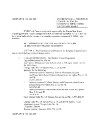 Ordinance No. 011-152 an Ordinance Authorizing Change Orders to Contracts Approved by the Transit Board
