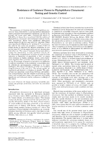Resistance of Castanea Clones to Phytophthora Cinnamomi: Testing and Genetic Control