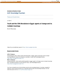 Youth and the 25Th Revolution in Egypt: Agents of Change and Its Multiple Meanings