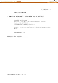 An Introduction to Conformal Field Theory