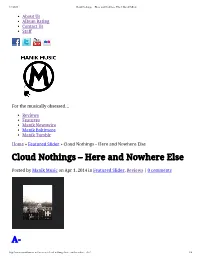 Cloud Nothings – Here and Nowhere Else | Manik Music