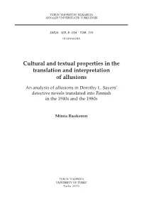 Cultural and Textual Properties in the Translation and Interpretation of Allusions