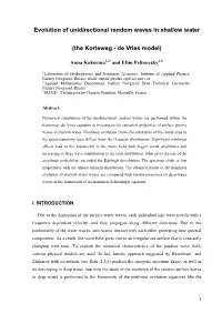 Evolution of Unidirectional Random Waves in Shallow Water