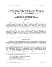 Formulation of Criminal Provisions in Establishment of Regional Regulation Design in Cianjur Regency
