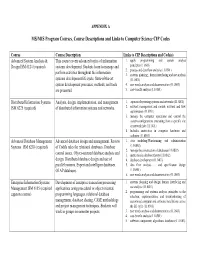 MS/MIS Program Courses, Course Descriptions and Links to Computer Science CIP Codes