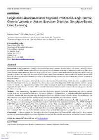 Diagnostic Classification and Prognostic Prediction Using Common Genetic Variants in Autism Spectrum Disorder: Genotype-Based Deep Learning