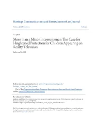 More Than a Minor Inconvenience: the Case for Heightened Protection for Children Appearing on Reality Television, 32 Hastings Comm