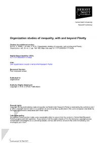 Organization Studies of Inequality, with and Beyond Piketty