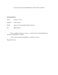 Public Notices Dated Jan. 19, 1979 to Branch Chiefs