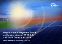 Report of the Management Board on the Operations of ENEA S.A. and ENEA Group in FY 2019