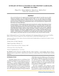 Summary of Field Activities in the Western Liard Basin, British Columbia