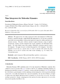 Time Integrators for Molecular Dynamics