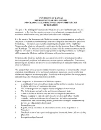 University of Kansas Neuromuscular Fellowship Program Goals, Objectives and Competencies by Rotation