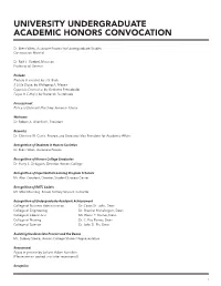 University Undergraduate Academic Honors Convocation
