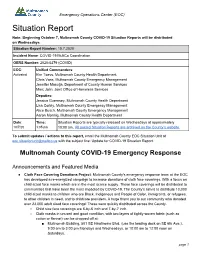 COVID-19 Situation Reports Will Be Distributed on Wednesdays