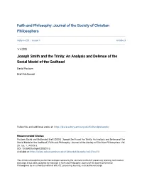 Joseph Smith and the Trinity: an Analysis and Defense of the Social Model of the Godhead