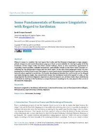 Some Fundamentals of Romance Linguistics with Regard to Sardinian