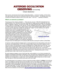 ASTEROID OCCULTATIONOCCULTATION OBSERVINGOBSERVING (And Recording) ~ a Basic Introduction ~