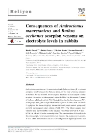 Consequences of Androctonus Mauretanicus and Buthus Occitanus