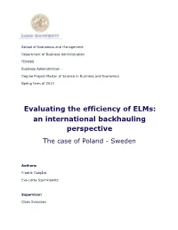 Evaluating the Efficiency of Elms: an International Backhauling Perspective the Case of Poland - Sweden