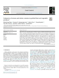 Evaluation of Nitrate and Nitrite Contents in Pickled Fruit and Vegetable Products*