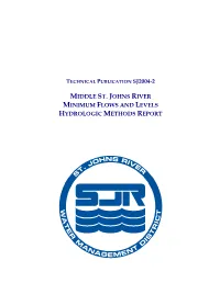 Middle St. Johns River Minimum Flows and Levels Hydrologic Methods Report