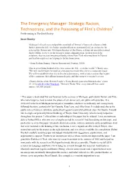 Strategic Racism, Technocracy, and the Poisoning of Flint's Children