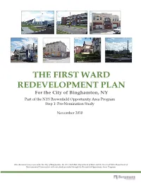 THE FIRST WARD REDEVELOPMENT PLAN for the City of Binghamton, NY Part of the NYS Brownfield Opportunity Area Program Step 1: Pre-Nomination Study