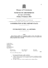 AMENDMENTS Given up to and Including Friday 15 January 2021