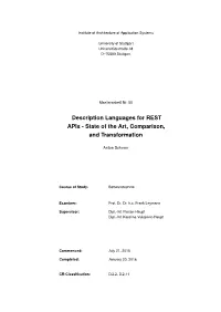 Comparing Description Languages for REST Apis in Industry and Academia