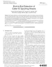 End-To-End Detection of Caller ID Spoofing Attacks