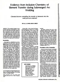 Evidence from Inclusion Chemistry of Element Transfer During Submerged Arc Welding