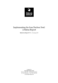 Implementing the Iran Nuclear Deal: a Status Report