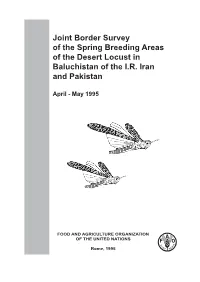 Joint Border Survey of the Spring Breeding Areas of the Desert Locust in Baluchistan of the I.R