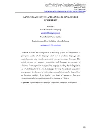 Language Acquisition and Language Development of Children