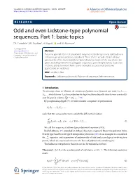 Odd and Even Lidstone-Type Polynomial Sequences. Part 1: Basic Topics F.A